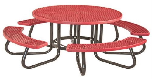 48" Round Plastisol Picnic Table with Galvanized Steel Frame