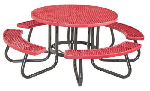 Round Plastisol Picnic Table with 4 Attached Seats