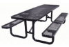 Black 8 ft rectangular expanded thermoplastic steel picnic table with black surface mount frame