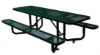 Green 8 ft ADA Y-frame double-end expanded thermoplastic picnic table with black surface mount tabs