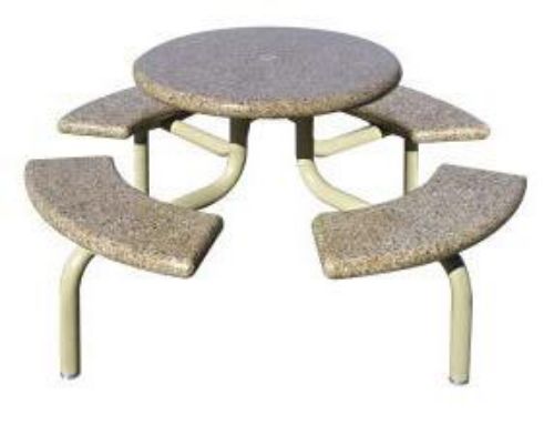 66" Round Concrete Picnic Table with Powder Coated 2" Steel Tube Frame