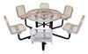 46" Round Thermoplastic Picnic Table with 4 Backed Seats Sandstone