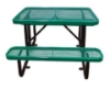 Green 4 ft rectangular expanded thermoplastic steel picnic table with black surface mount frame