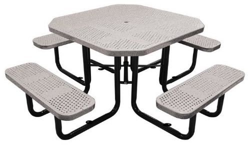 46" Octagonal Perforated Thermoplastic Picnic Table, Portable or Surface Mount