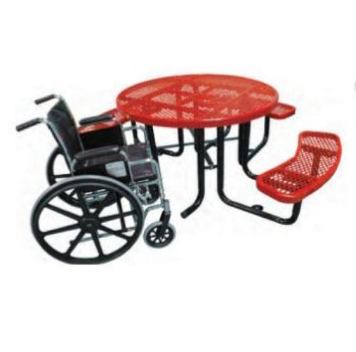 46" Round Expanded Metal ADA Picnic Table, Thermoplastic Steel, Wheelchair Accessible