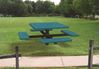 46" Single Post Thermoplastic Expanded Metal Square Picnic Table Inground Mount