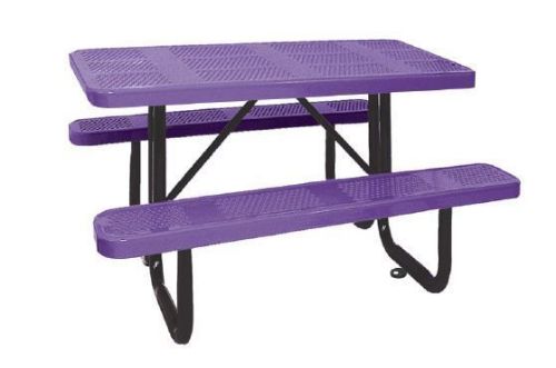 4 Ft. Rectangular Perforated Steel Thermoplastic Picnic Table Portable or Surface Mount