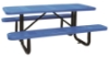 Blue 6 ft rectangular perforated thermoplastic steel picnic table with black surface mount frame