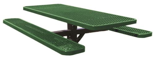 4 Ft. Single Post Thermoplastic Steel Rectangular Picnic Table, InGround Mount