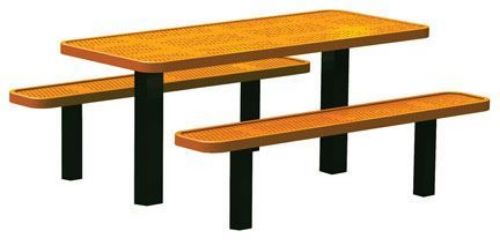 6 Ft. Permanent Mount Perforated Steel Thermoplastic Rectangular Picnic Table