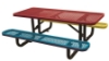 6 ft children's rectangular expanded thermoplastic steel picnic table with surface mount black frame in red blue and yellow