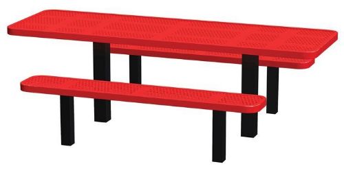8 Ft. ADA Compliant Permanent Mount Perforated Steel Thermoplastic Rectangular Picnic Table