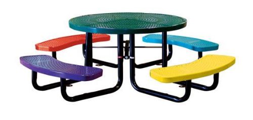 46" Round Perforated Metal Children's Picnic Table, Portable or Surface Mount