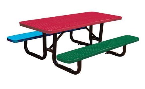 6 Ft. Children's Rectangular Thermoplastic Perforated Steel Picnic Table