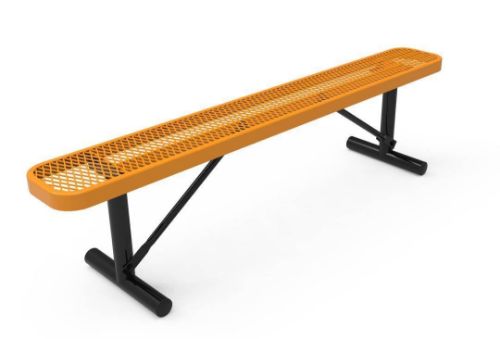 RHINO Quick Ship 8 Foot Thermoplastic Bench without Back, Portable - Expanded Metal