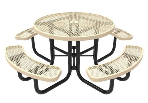 RHINO Round Thermoplastic Steel Picnic Table, Quick Ship, Portable