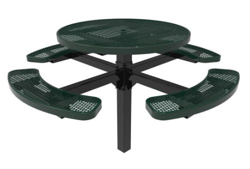 RHINO Round Pedestal Picnic Table, Inground Mount Expanded Metal
