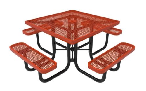 RHINO Square Thermoplastic Steel Picnic Table Quick Ship 