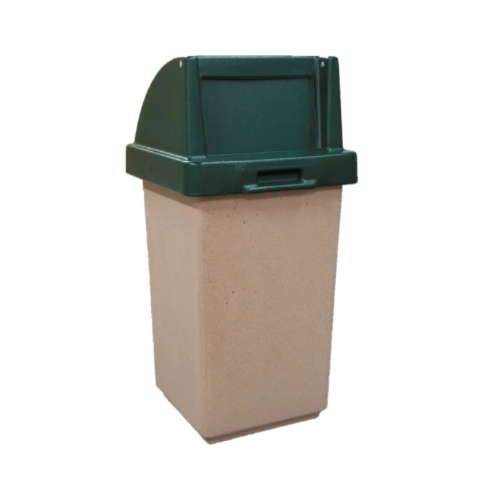 	30 Gallon Concrete Trash Receptacle with Self Closing Top