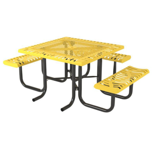 Square Thermoplastic Steel Picnic Table Classic Style