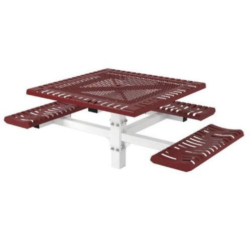 Square Thermoplastic Steel Picnic Table Classic Style