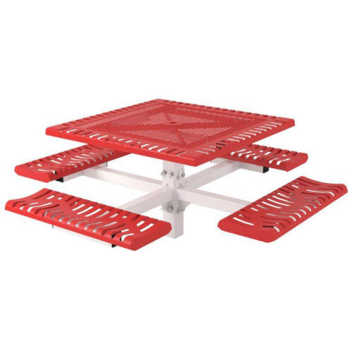 Square Thermoplastic Steel Picnic Table Classic Style
