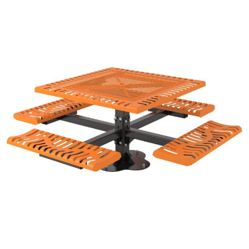 Square Thermoplastic Steel Picnic Table Classic Style