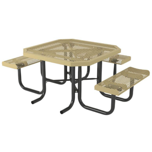 Octagonal Thermoplastic Steel Picnic Table Rolled Regal Style