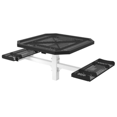 Octagonal Thermoplastic Steel Picnic Table Rolled Regal Style