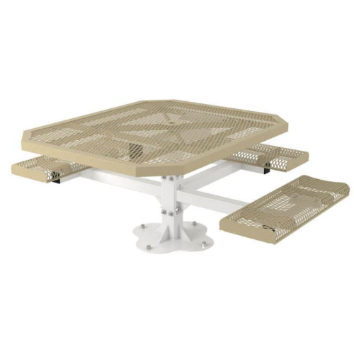 	ADA Wheelchair Accessible Octagonal Thermoplastic Steel Picnic Table Rolled Regal Style