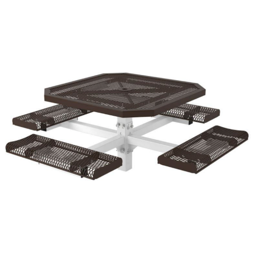 Octagonal Thermoplastic Steel Picnic Table Perforated Style