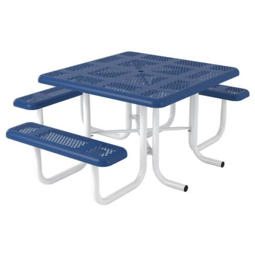 Square Thermoplastic Steel Picnic Table Perforated Style