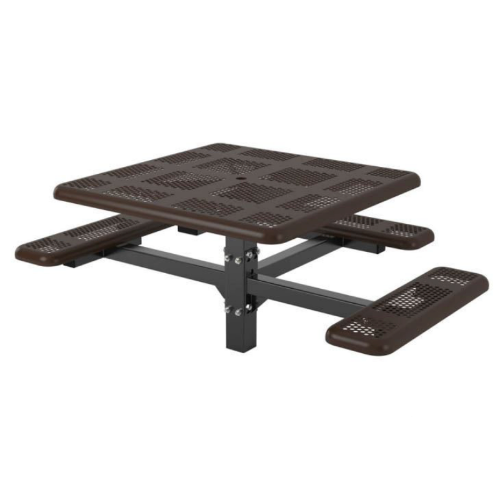 Square Thermoplastic Steel Picnic Table, Perforated Style