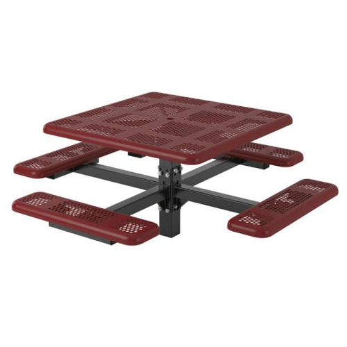 Square Thermoplastic Steel Picnic Table, Perforated Style