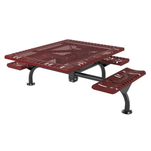 Square Thermoplastic Steel Picnic Table Classic Style