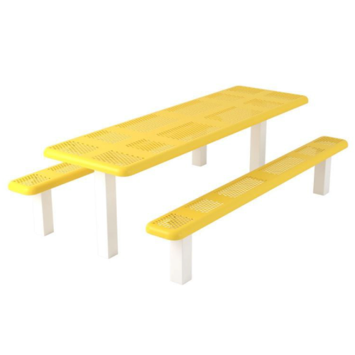 8 ft Rectangular Thermoplastic Steel Picnic Table Perforated Plastic