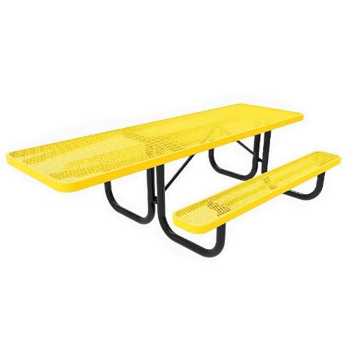 RHINO Quick Ship ADA Rectangular 8 Foot Thermoplastic Picnic Table, Portable, Handicap Accessible - Expanded Metal