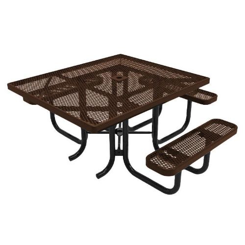 RHINO Quick Ship ADA Square Thermoplastic Picnic Table, 3 Seats, Portable