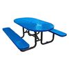 7 ft. Oval Picnic Table Perforated Plastic Coated Expanded Metal with Powder Coated Steel Tube,255 lbs.