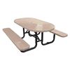7 ft. Oval Picnic Table Perforated Plastic Coated Expanded Metal with Powder Coated Steel Tube,255 lbs.