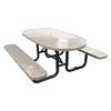 7 ft. Oval Picnic Table Perforated Plastic Coated Expanded Metal with Powder Coated Steel Tube,255 lbs.