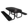 7 ft. Oval Picnic Table Perforated Plastic Coated Expanded Metal with Powder Coated Steel Tube,255 lbs.