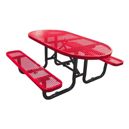6 ft. Oval Picnic Table, Plastic Coated Expanded Metal with Powder Coated Steel Tube