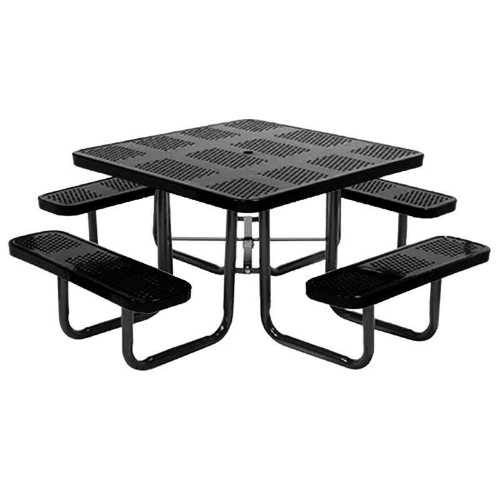 46" Square Perforated Thermoplastic Steel Picnic Table, Portable or Surface Mount