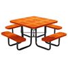 46" Square Perforated Thermoplastic Steel Picnic Table, Portable or Surface Mount