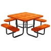 46" Square Perforated Thermoplastic Steel Picnic Table, Portable or Surface Mount