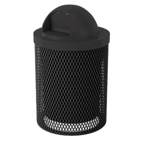 32 Gallon Plastic Coated Expanded Metal Trash Receptacle with Dome Lid