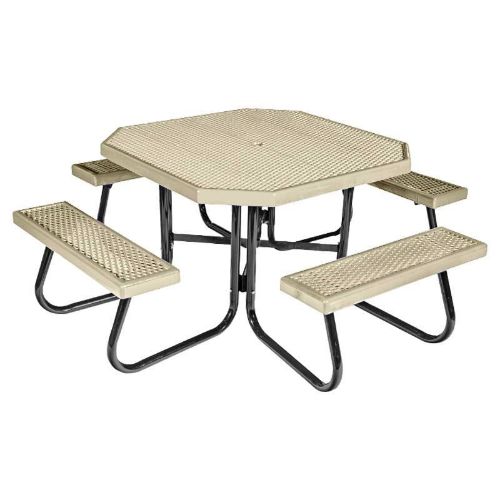 48" Octagonal Plastisol Picnic Table Galvanized
