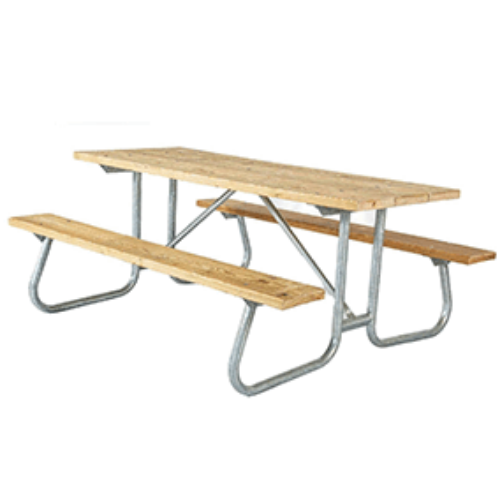 8 Ft. Rectangle Wooden Picnic Table With Welded 1 5/8" Frame