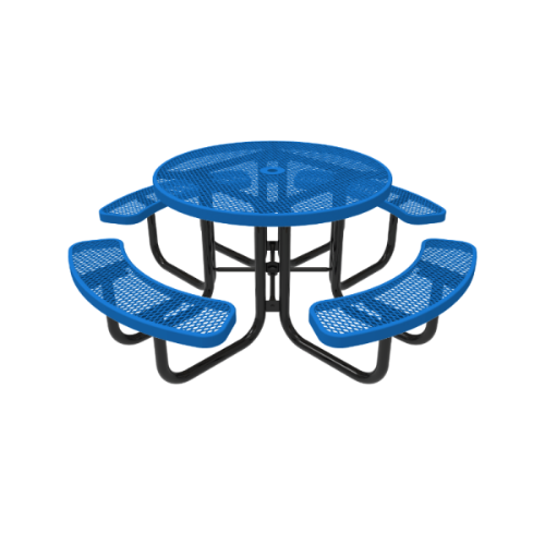 46" ELITE Round Thermoplastic Steel Picnic Table - Expanded Metal